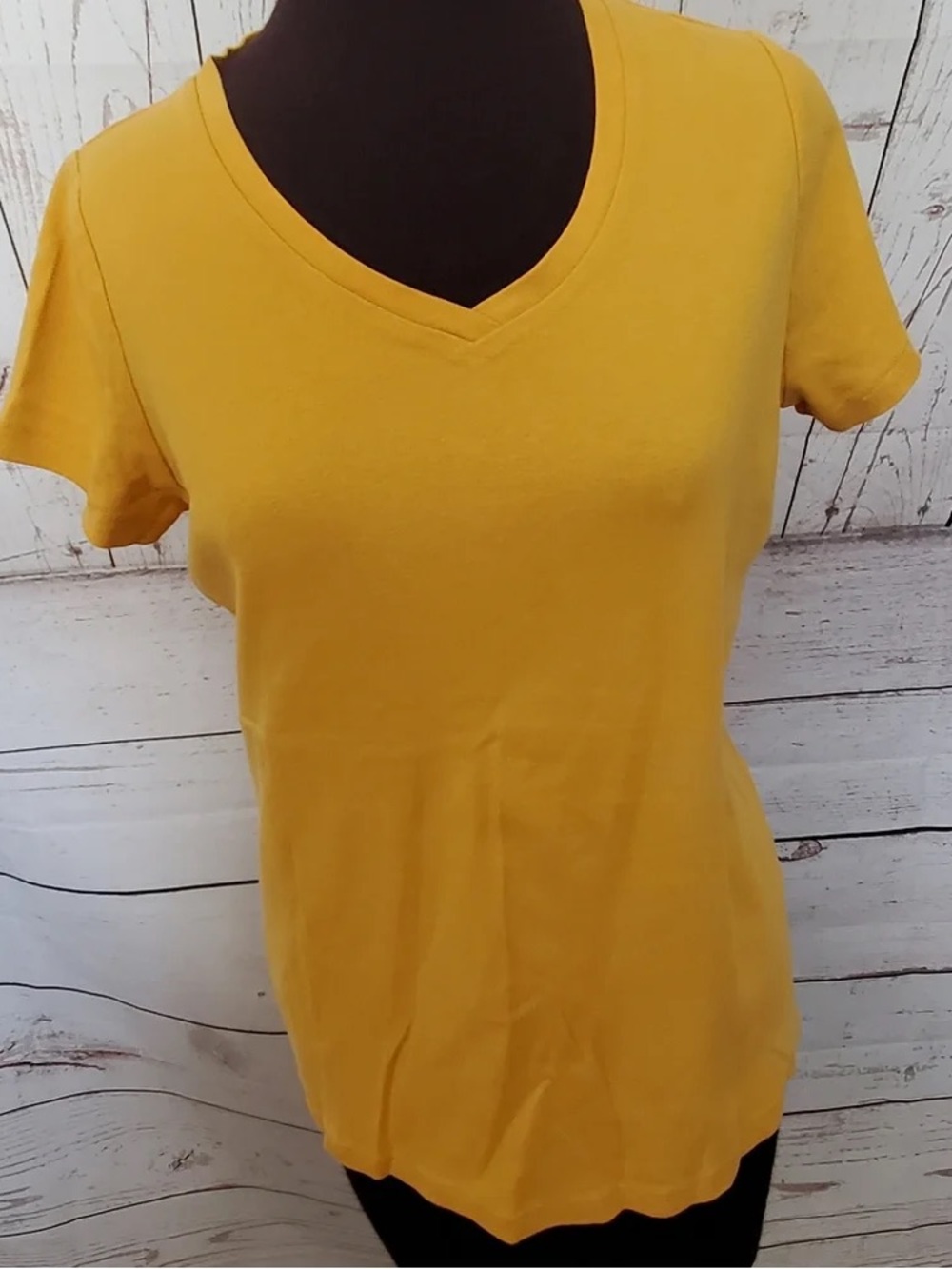 St. John's Bay Women's V-Neck Short Sleeve Tee - Yellow